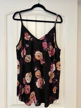 Black Floral Spaghetti Strap Cami Top